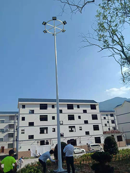 Construction site of high pole lamp in New Countryside
