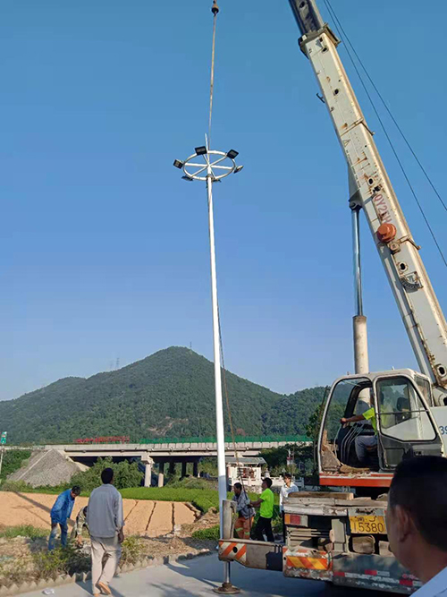 Construction site of high pole lamp in New Countryside